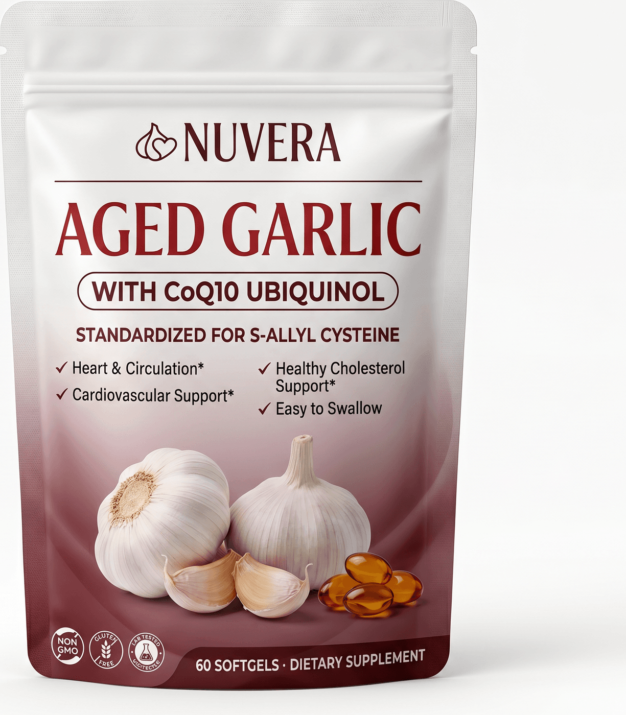 Nuvera Aged Garlic + CoQ10 pouch β front view